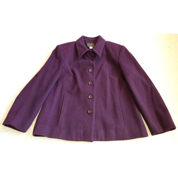 VINTAGE Womens Jacket-LOUBEN-purple wool blend lined button-up-12 - Picture 1 of 5